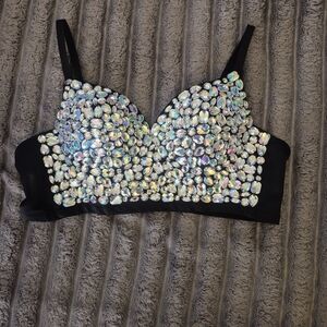 Kiwi Iridescent Sequin Crop Top
